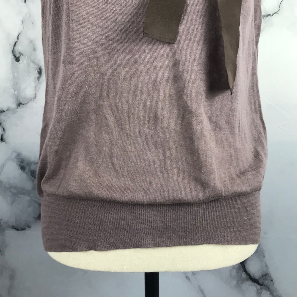 🎁 LOFT linen ribbon neckline top size Medium - Picture 3 of 7